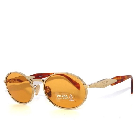 NEW PRADA OVAL PR65ZS ZVN02Z SUNGLASSES PRADA PR 65ZS ZVN02Z GOLD YELLOW SPR 65Z - Picture 4 of 6